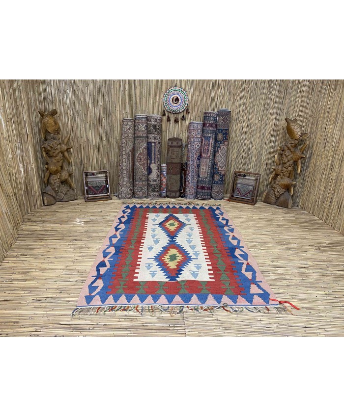 Handmade Turkish Denizli Nomadic Original  Wool on Wool Kilim – FREE SHIPPING..!